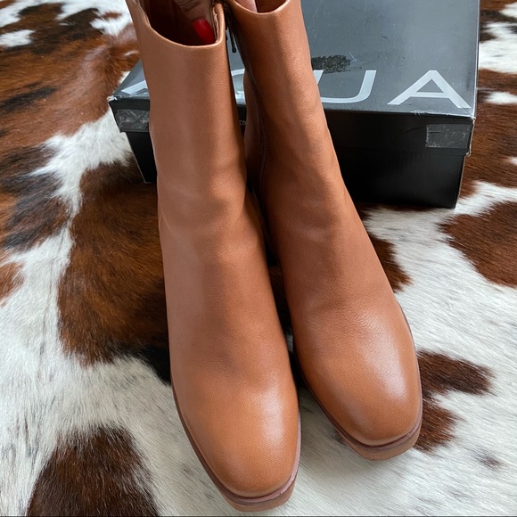 AQUA Nessa Brown Leather Chunky 70’s Boots 9.5 - Picture 7 of 13